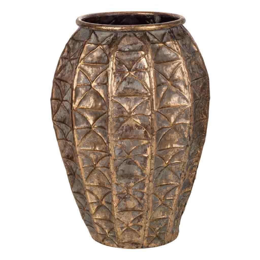 WANDERLUST DECO Jarrón de Metal Dorado 27x27x36.5