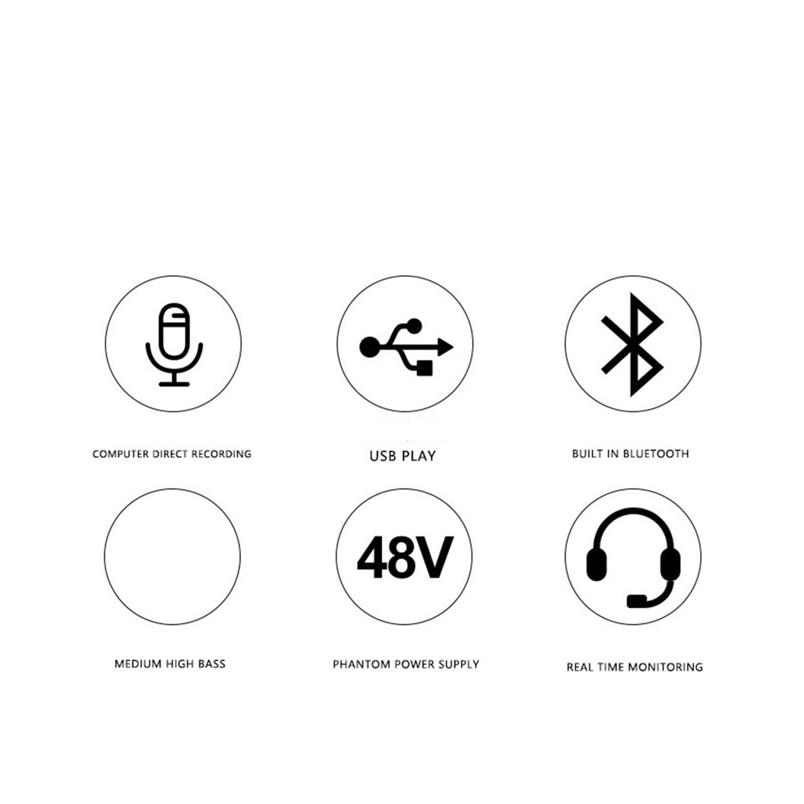 DJ-Audiomixer 6-Kanal-Audiomischer, Tragbares Mischpult, USB-Schnittstelle, 48 V Phantomspeisung, Audio-Mischverstärker Mit Effekten, Mischpult