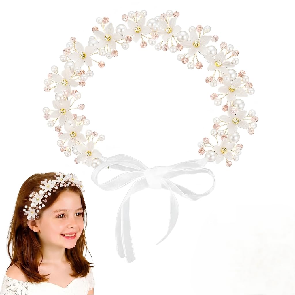 BIYALI Wedding Bridal Hair Vine for Women | Flower Girl Headpiece Hair Accessory | Elegant Headband Princess Crown | Special Occasions & Daily Use | Party, First Communion, Photo Prop (White)-image-33