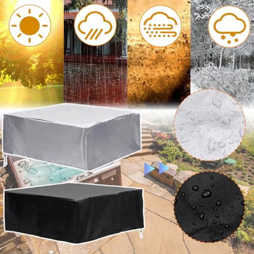 Funda impermeable para jacuzzi 86x86x35 pulgadas negra miniatura 6