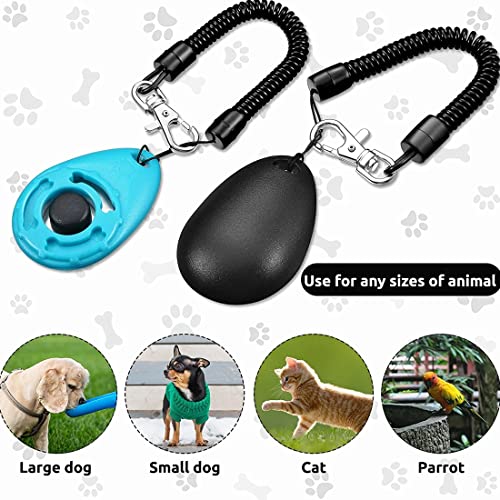 LICHUAN 2 Stück Hundetraining Clickers, Training Tools Set, Clicker Hundepfeife, mit Armband, für Pet Training Professional, für Training Hunde, Katzen, Vögel, Pferde (schwarz,hellblau)