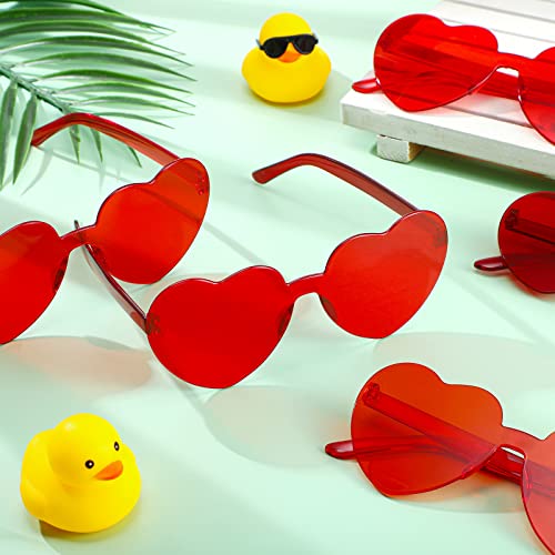 Konohan 50 Pairs Heart Shaped Sunglasses Bulk, Women Colorful Rimless Transparent Heart Glasses for Halloween Party Favor4