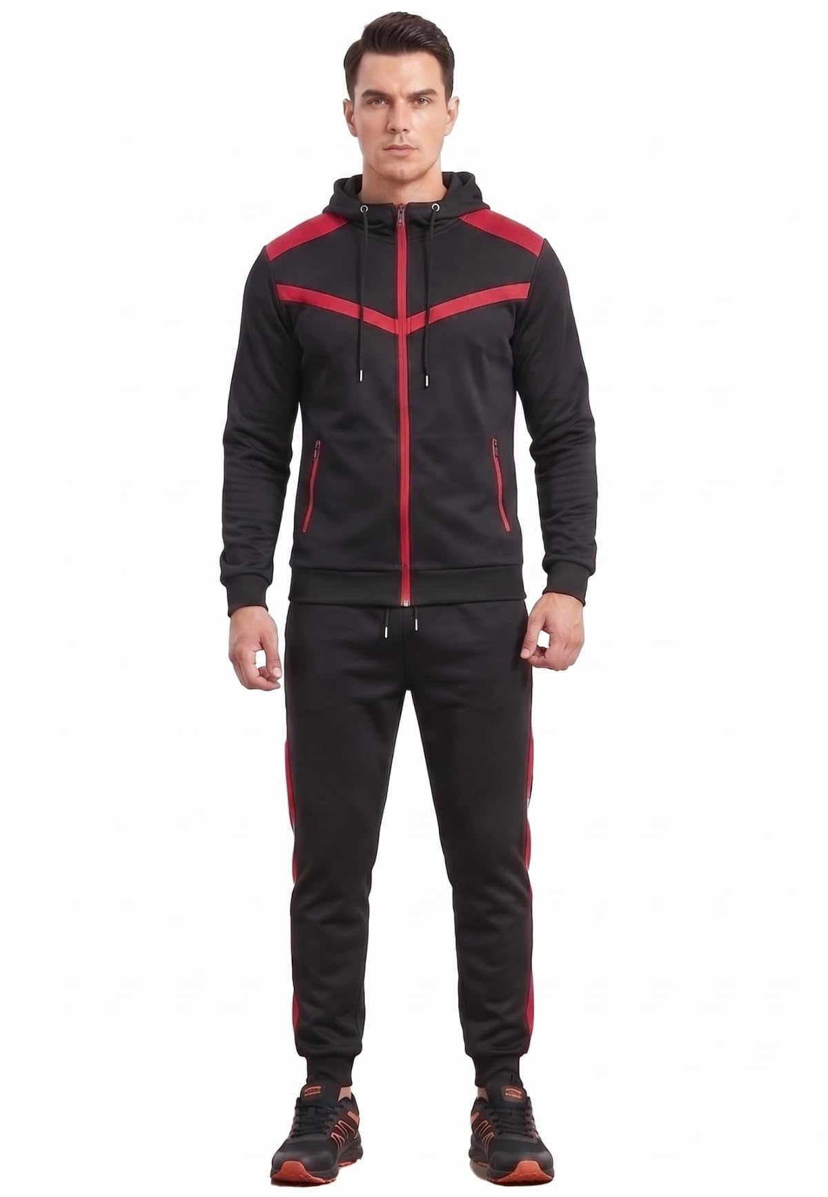 Trainingsanzug Herren Jogginganzug - 2 Teilig Sportanzug mit Reißverschluss, Premium Freizeitanzug Herren Modernes Design, Hausanzug Herren Soft-Touch & Atmungsaktiv