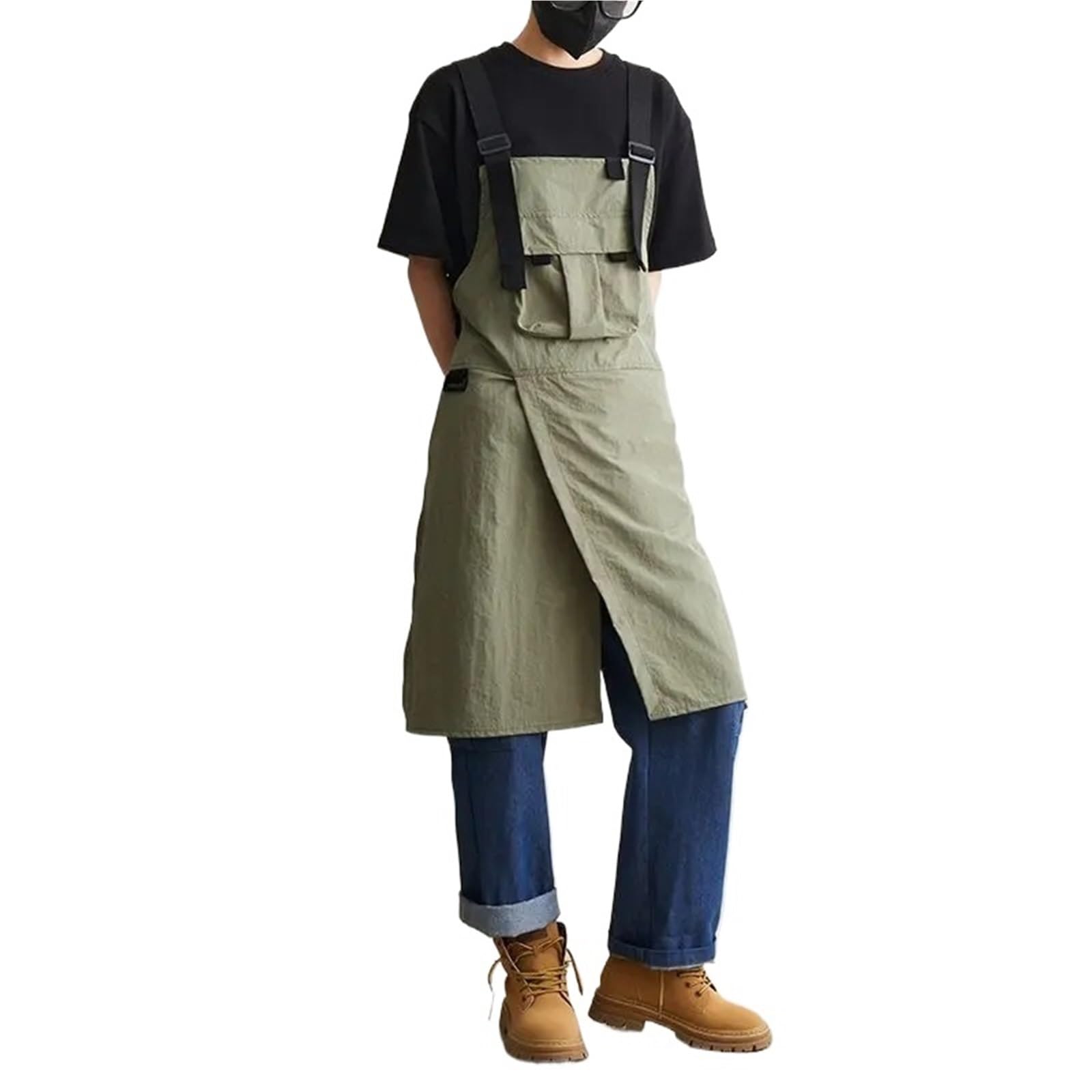 Delantal de cerámica con piernas separadas Delantal largo ajustable con tiras cruzadas y diseño de pierna dividida, ideal for cafeterías, estudiantes arte limpieza del hogar