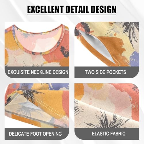 ALAZA Abstract Flower Blossom Pajamas Set Short Sleeve Cotton Sleepwear Summer Pjs 2 Piece 5-14Y4