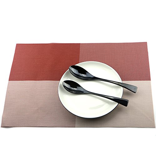 Uniturcky Stainless Steel Mirror Polished Flatware Set, Steak Knife Dinnerware Knife Fork Salad Fork Dessert Spoon 6-Piece, Service For 1, Black #TOP7