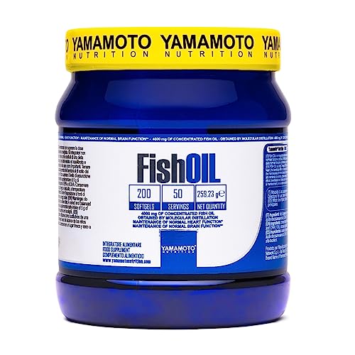 YAMAMOTO Nutrition, Fish Oil Molecular Distillation 200 Softgels, Integratore Alimentare con Omega 3 EPA e DHA da Olio di Pesce, Senza Glutine e Senza Lattosio, 259,23 gr