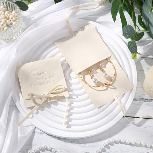 Quelay 24 Pcs Bridesmaid Pearl Jewelry Set of 8 Bridesmaid Bracelet Earrings Jewelry Gift Pouch with Bow Tie I Couldn't Tie The Knot Without You Wedding Bride Shower Supplies3