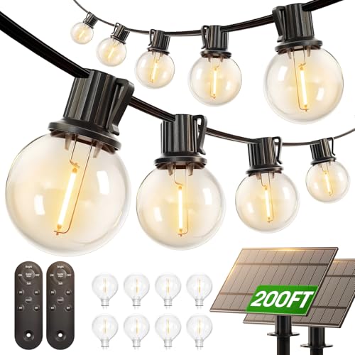 addlon 200FT(2 Pack*100FT) Solar String Lights Outdoor Waterproof with Remote,