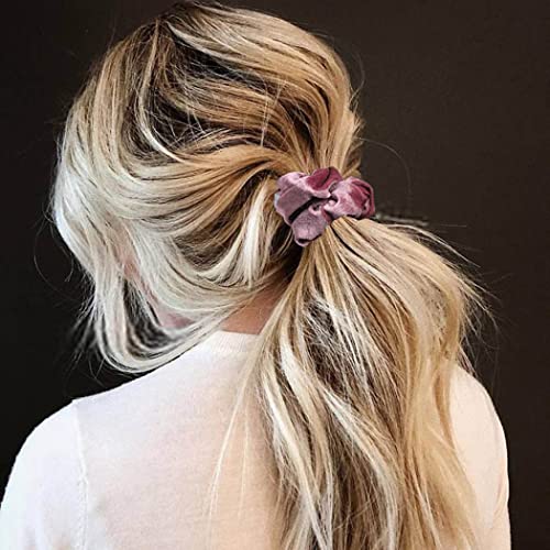 Bartosi Velvet Hair Scrunchies Zipper Black Pocket Stretch Ponytail Holder Hair Bands Yellow Hair Scrunchy Ties Ropes Accessories For Women And Girls (Pack Of 6) (Set 6) #TOP6