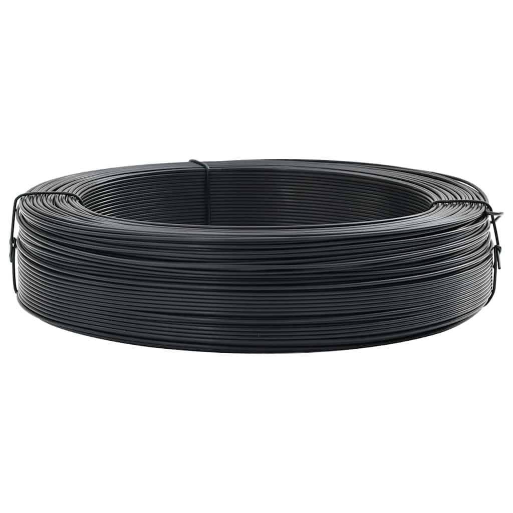 Leasha Fil de Tension, Fil de Acier Plastifié pour Clôture Jardin 250 m 2,3/3,8 mm Acier Anthracite