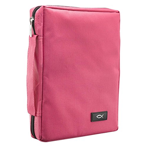 Promo Poly-Canvas Bible / Book Cover w/Fish Applique (Medium, Pink)