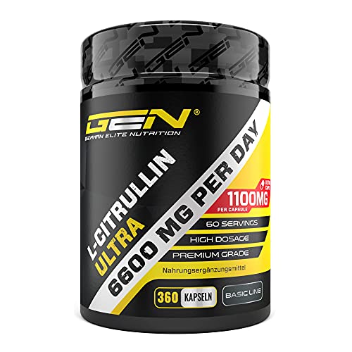 L-Citrulline 360 gélules - Extra fortement dosé avec 1100 mg par gélule - 6600 mg par portion - L-Citrulline DL-Malate 2:1 issue de la fermentation végétale - Sans additif indésirable