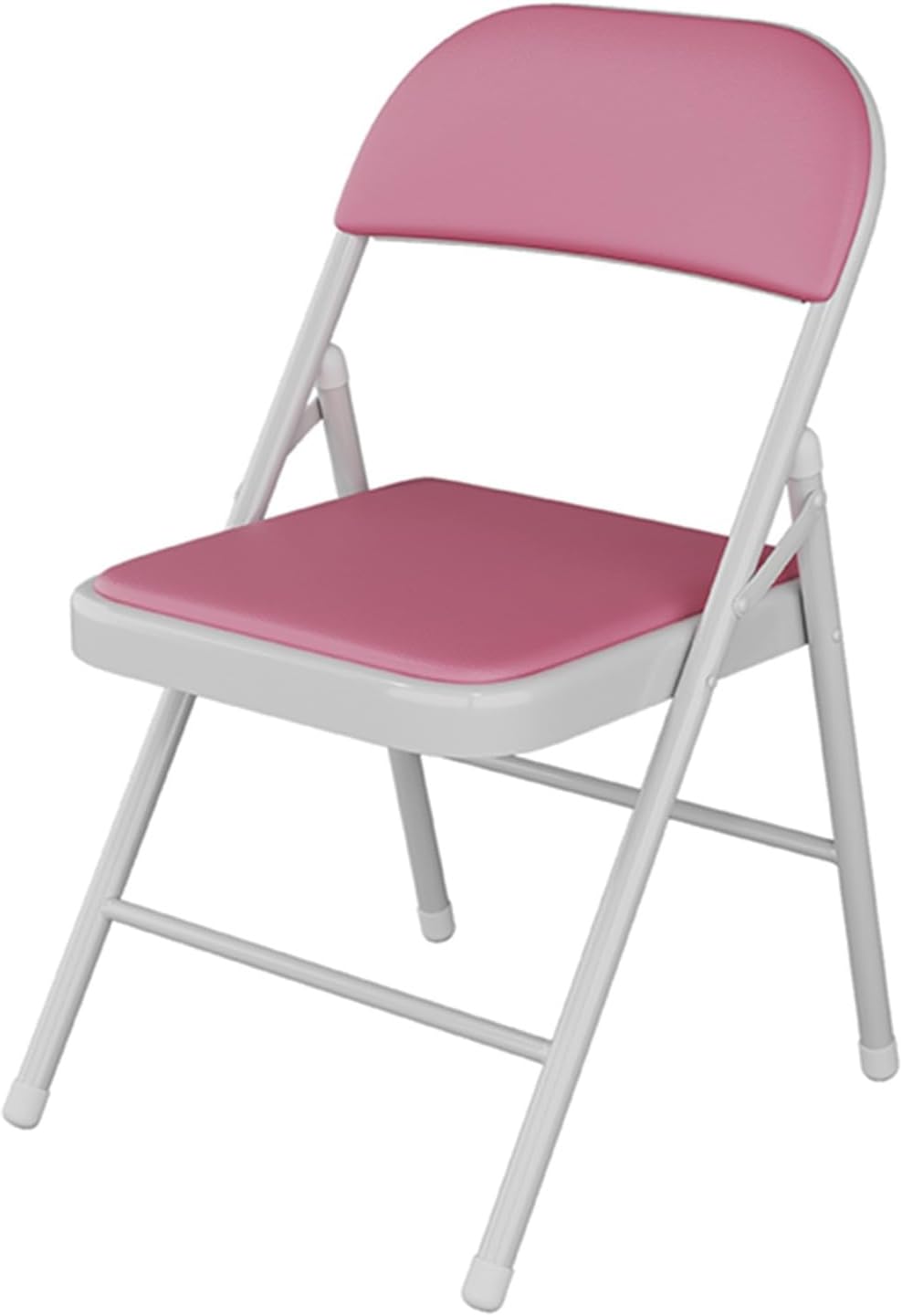 Indoor Upholstered PU Foldable Chair Sturdy Metal Frame Durable Office Comfortable Folding Dining (Color : Blue) (Yellow)