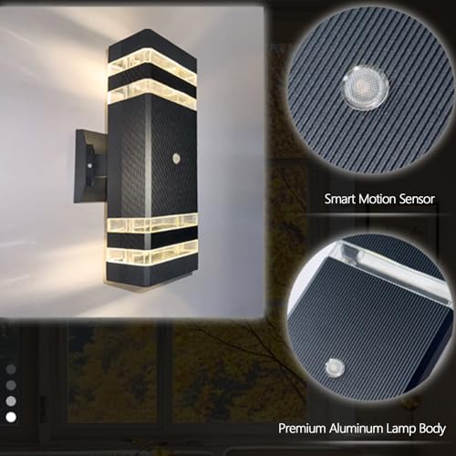 E27 exterior lámpara de pared con sensor de movimiento IP65 negro 2