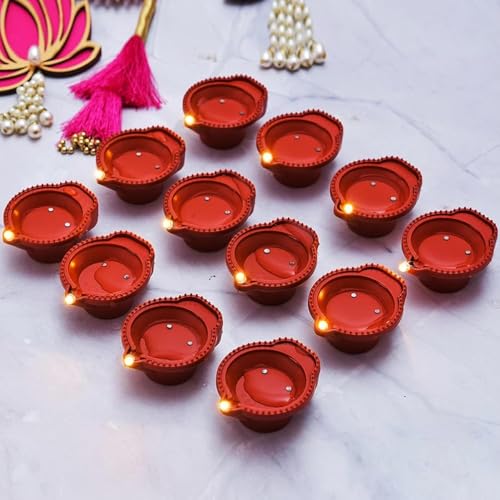 LAXIS® Pack of 12 Water Sensor LED Light Diyas for Home Decoration, Floating Electric Flameless & Smokeless Candle for Home Decor, Diwali Festivals Decoration, Christmas, New Year Home Decor