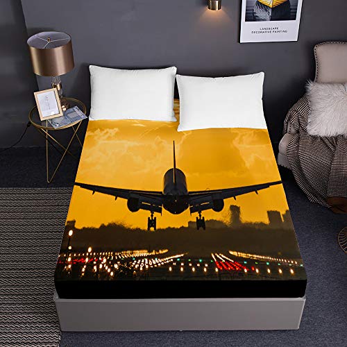Drap housse 150x200 microfibre avion 3D bonnets 30cm Chickwing