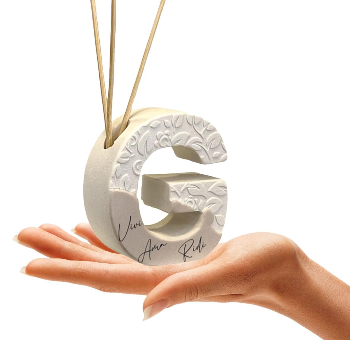 Regalami.Shop Bomboniere a Forma di Lettera in Marmo di Carrara – Set Completo con Scatola, Nastro, Bigliettino e Portaconfetti – Perfette per Matrimonio, Battesimo e Comunione (4, g)