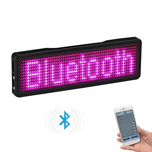 Badge LED Nom Rechargeable Bluetooth Programmable - Panneau Affichage Défilant Type 2