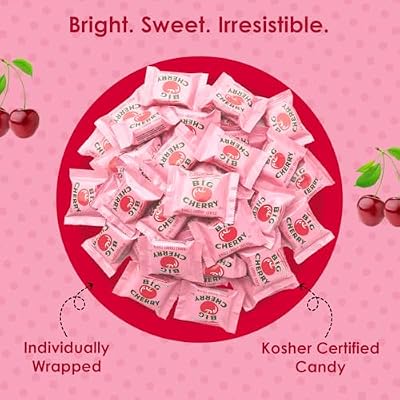 Big Cherry Candy Bars, Pack of 12 - Whole Real Cherry Coated with Chocolate and Topped with Chopped Roasted Peanuts - Individually Wrapped Nostalgic / Retro Candy - Kosher Certified Delicious Candies