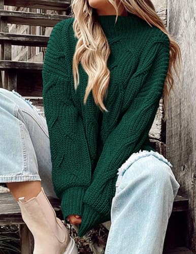 PRETTYGARDEN Women's Fall Oversized Pullover Sweaters Casual Crewneck Long Sleeve Chunky Cable Knit Tops Winter Clothing