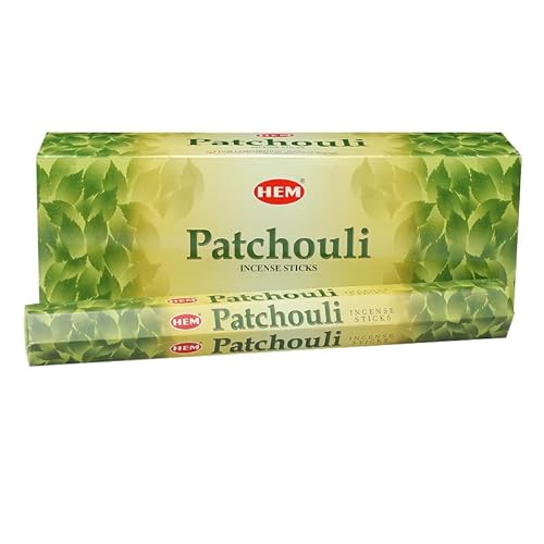 Incienso HEM Patchouli (Pachuli) - Caja de 6 Paquetes, 20 Varillas Paquete, Total 120 Varillas