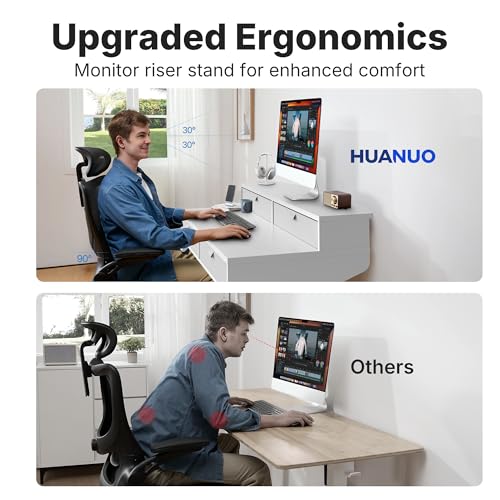 Image of HUANUO 32 X 20 inch Electric Standing Desk with 4 Drawers, Adjustable Height Sit Stand Home Office Desk, C-Clamp Mount Compatible, Ergonomic Stand up Desk with 4 Preset Heights, White