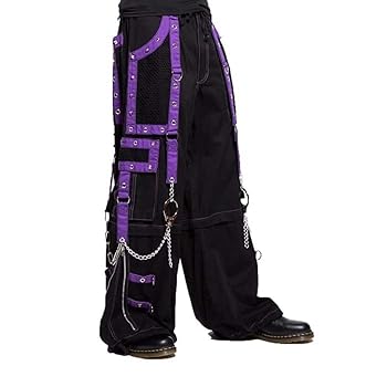 Generic Black/Purple Gothic Bondage Pant Zip Off Into Shorts
