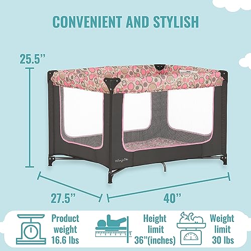 Zodiak Portable Playard in Grey and Pink, Lightweight, Packable and Easy Setup Baby Playard, Breathable Mesh Sides and Soft Fabric - Comes with a Removable Padded Mat - Image 4