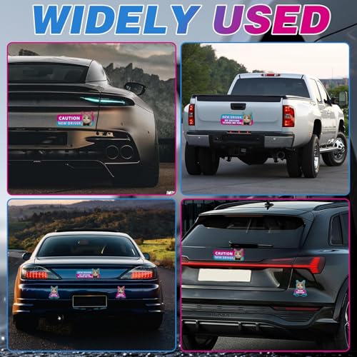 Image of 4Pcs Newbie Cat Magnetic Car Stickers New Driver Magnet for Car, Student Driver Magnet for Car, New Driver Sticker Funny Car Magnets, Can Be Used During Day & Night Sticker Supplies for Car Bumper