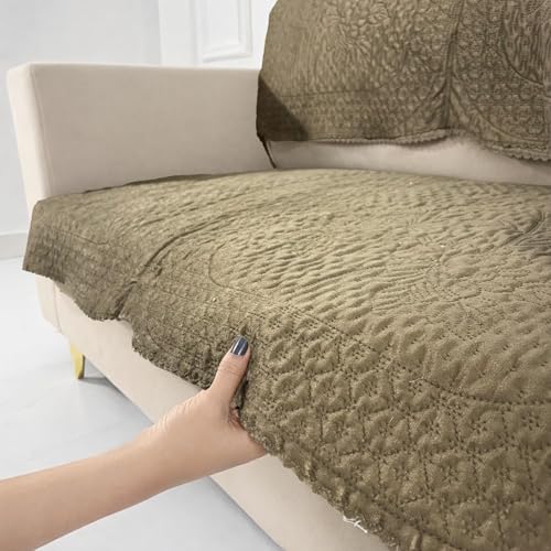 Image of Homerz Premium Petal Charm Sofa Cover | Embossed Floral Pattern | Soft Touch, Anti-Dust & Easy Wash Fabric (Coffee, 2 Seater with Back)