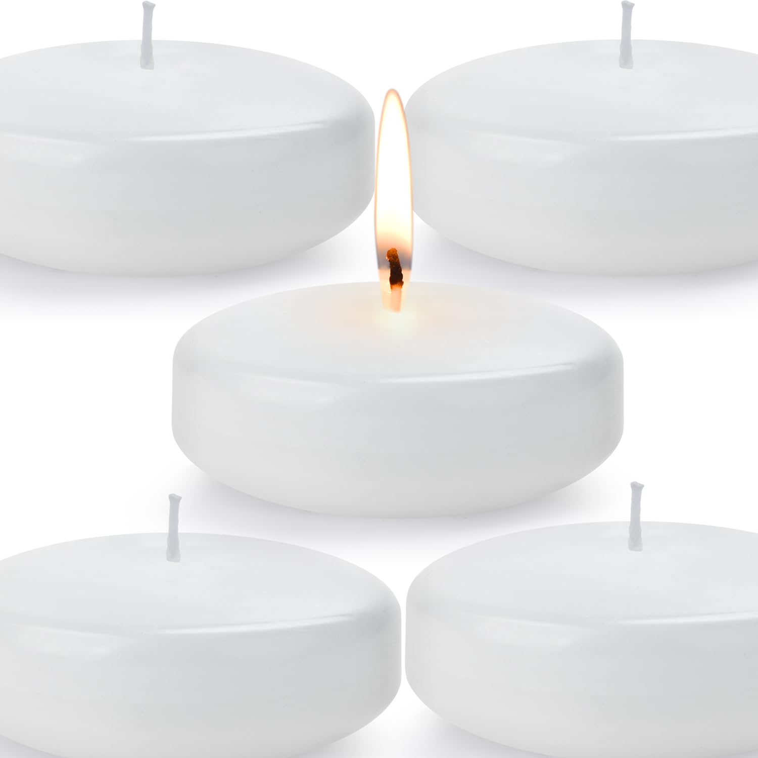 3-inch Floating Candle, 12PACK White/Gold/red Unscented and Non Dripping Wax 10 Hour Burning for Cylindrical vase, centralpiece Vacation, Wedding, Swimming Pool, Party Decoration (White)