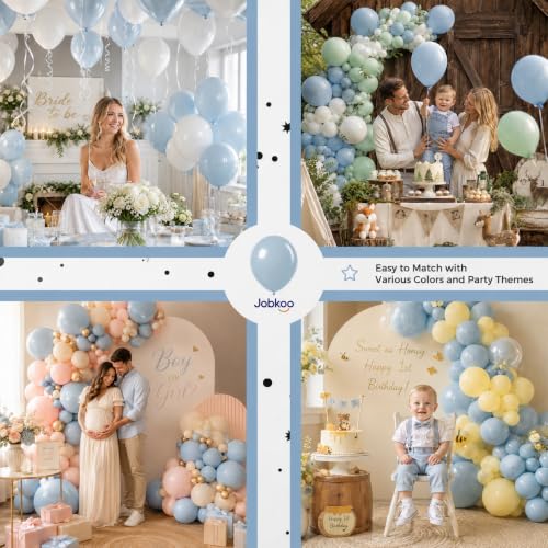 Image of Jobkoo Dusty Blue Balloons 12 Inch, 50 Pcs Pale Aqua Muted Latex Balloon