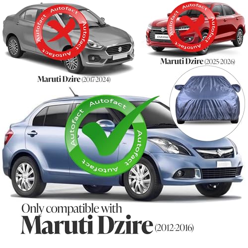 Image of Autofact Premium Car Cover for Dzire 2012-2016 | All Weather Water-Resistant Full Body Car Cover | Light-Weight Triple-Stitched Outdoor Shield with UV Protection, Dustproof & Heat-Resistant