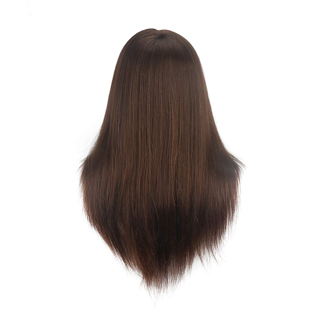 18 pollici marrone 100% capelli Parrucchiere Capelli lunghi Acconciatura Pratica testa