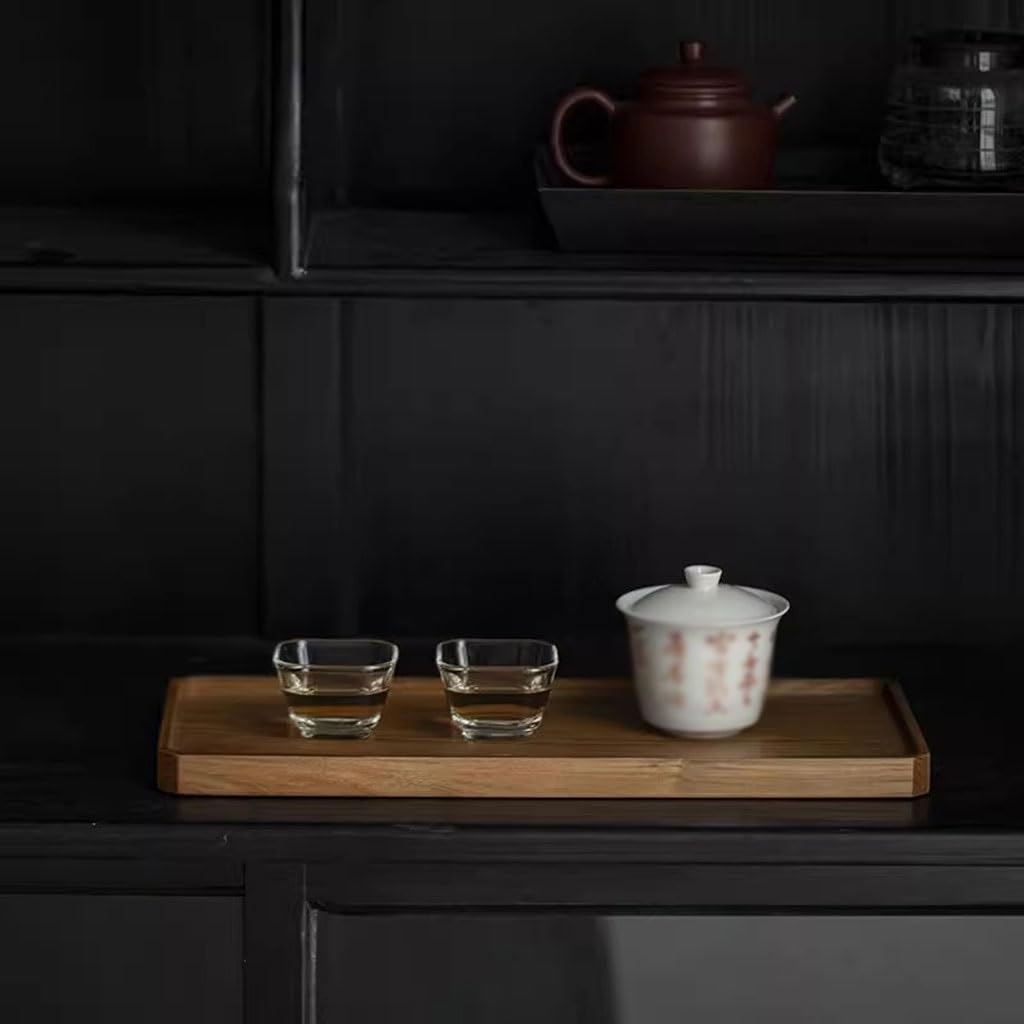 Bandeja de Madera para Servir - Bandeja Rectangular pequeña para Tetera para Uso doméstico - Bandejas de Madera Maciza para Servir Comida, refrigerios y Bebidas Hora del té