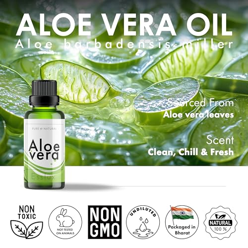 Image of Esslux Aloe Vera Essential Oil - 100% Pure Natural Aloe Oil for Skin, Hair & Diffuser | Soothing & Hydrating Formula for Nourishment & Wellness - Ideal for DIY, Soap & Candle Making - 30 ML