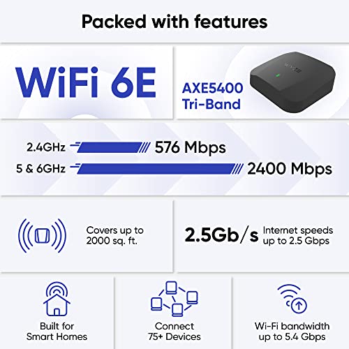 Image of Wyze AXE5400 Tri-Band Wi-Fi 6E Mesh Router Pro, Covers up to 2000 Sq. Ft, Replaces Legacy Routers for Whole Home Coverage, Supports Wired Backhaul, 1x1 Gbps & 2x1 Gbps Ports - 1 Pack