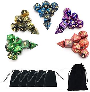 Smartdealspro 5 x 7-Die Series Two Colors Dice with Free Pouches for RPG
