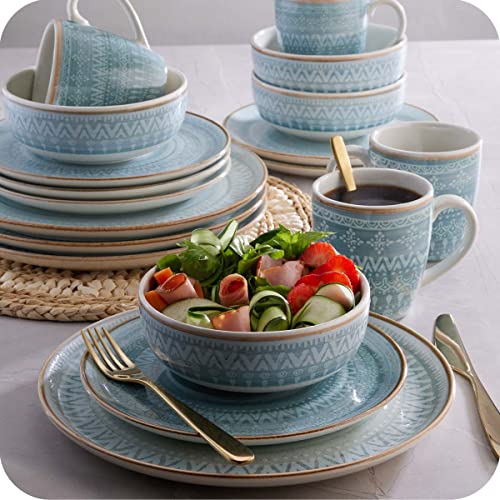 Corona Dinnerware Set 16-Pieces Earthenware | Congo | Hand-Painted | Set De Vajilla 4 Puestos | 16 Piezas | Ceramica | Artisan Decor #TOP4