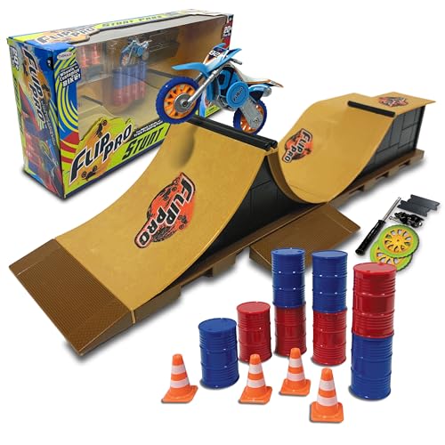 Flip Pro Stunt Park Ramp Set – Exclusive Limited Edition Bike, Customizable Parts, 4 Ramps,...