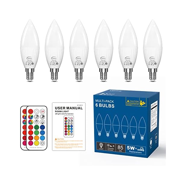 E14 LED Kerze Lampe 5W Farbwechsel Glühbirne mit Fernbedienung, RGB + Warmweiß 2700K Dimmbar Leuchtmittel, 560 Lumen… – Bild 8