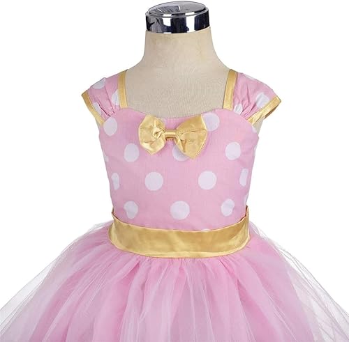 Miniatura 4 de Dressy Daisy Disfraz de lunares para niña pequeña, vestidos de tul con diadema, talla 5-6, rosa 203