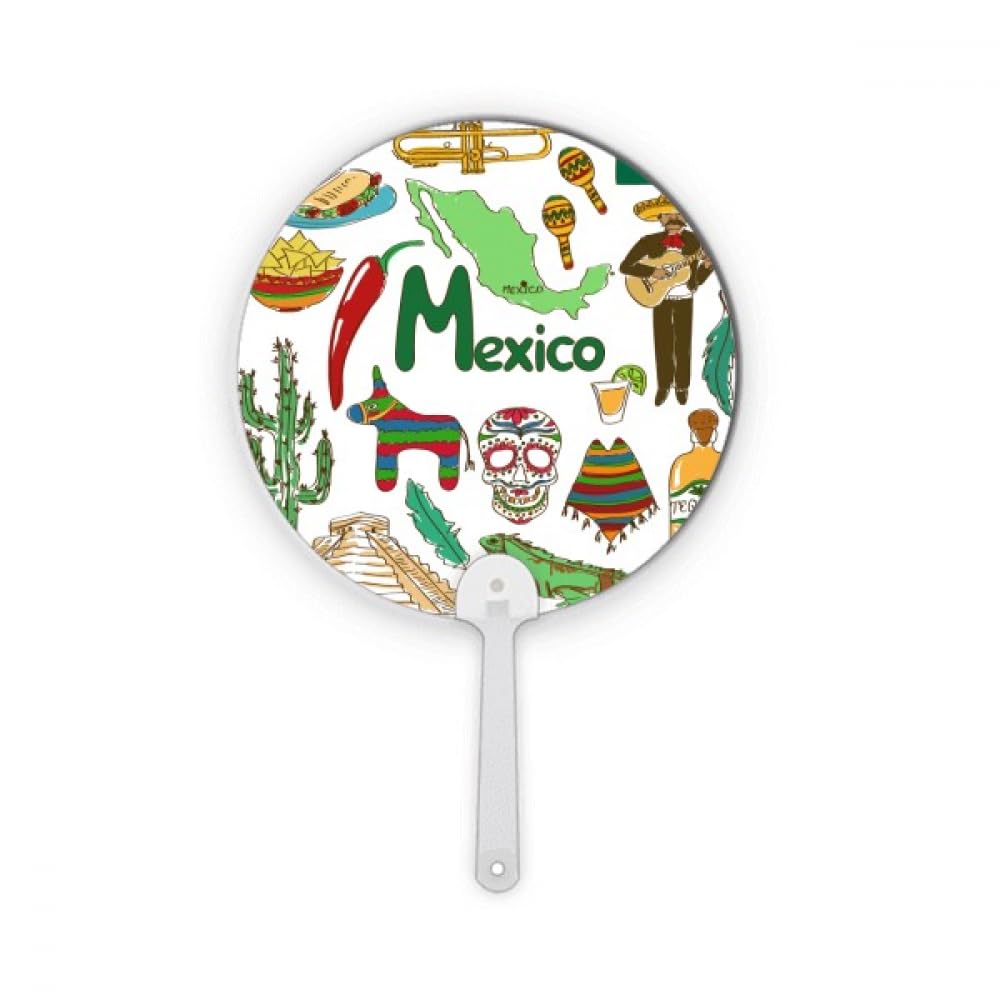 Drapeau national Mexique plastique rond décoration artisanale Mexico Landscap