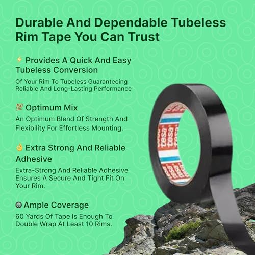 image for RKNDY Tubeless Rim Tape Roll for Bicycle/Bike Wheels - 1 inch Wide, 4 