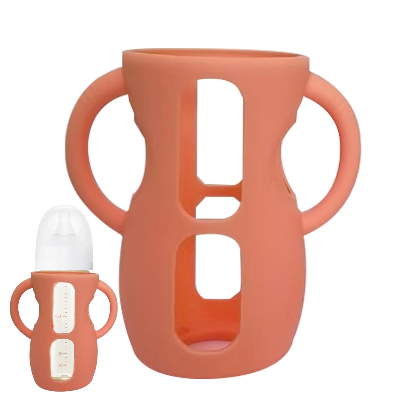 Dmuzsoih Silicone Cover for Glass Baby Bottle - Anti-Drop Shockproof Baby Bottle Holder, Silicone Baby Feeding Bottle Cover, Silicone Sleeve for Baby Bottle, Silicone Baby Bottle Holder with Handles