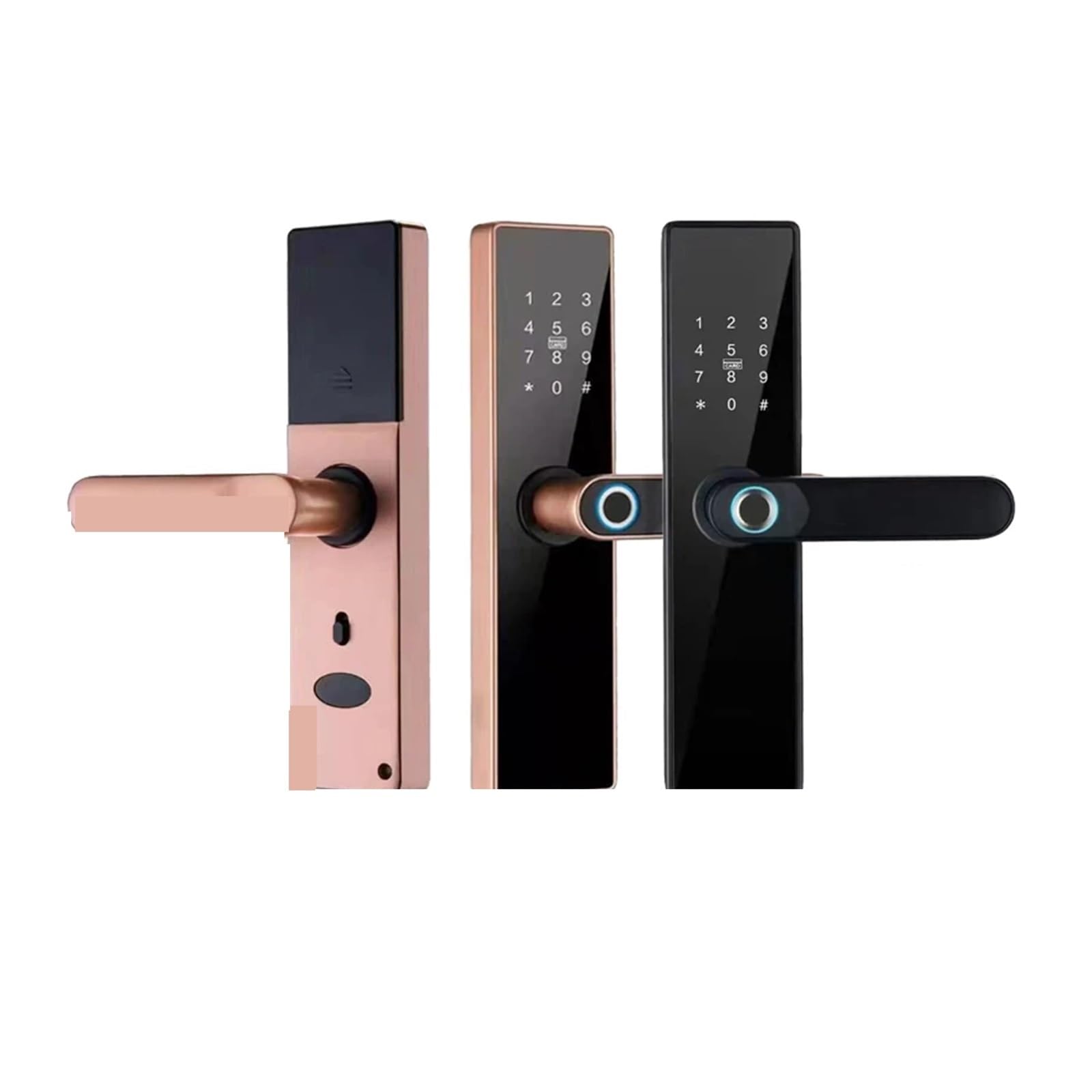 SJHDHDA Serrure électronique H4 TT, Bluetooth, serrure de porte intelligente, verrouillage par empreinte digitale, mot de passe, clé de carte IC pour maison intelligente (22x180, Bronze rouge) Learned