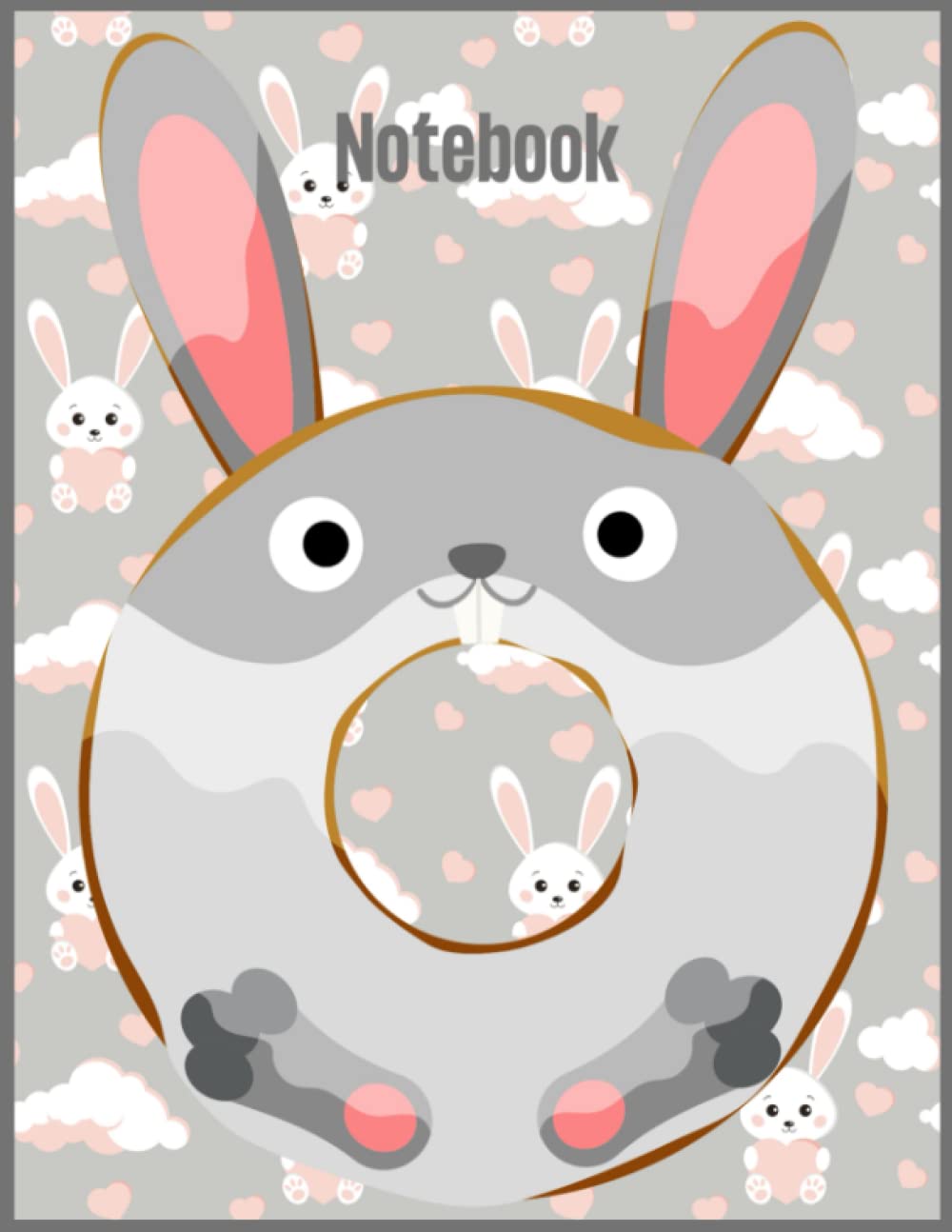 Grey Bunny Donut Notebook: Gray Rabbit Donut Notebook Journal Letter Size