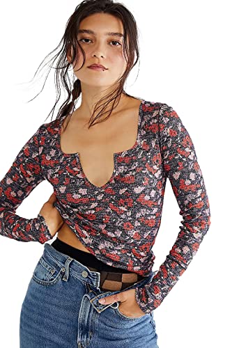 Free People Ciara Printed Layering, Black Combo, S