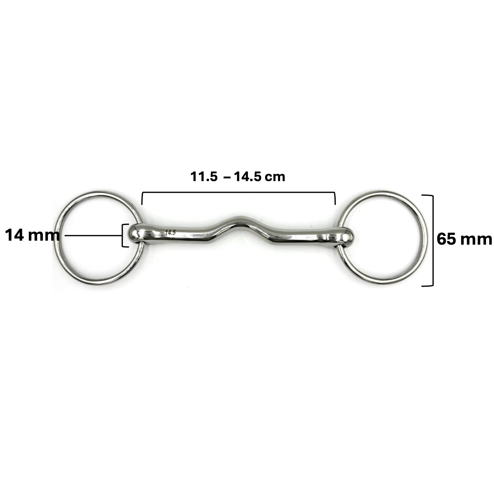ES0240 Gebiss Wassertrense Loose Ring Stangegebiss Cambridge Mouth Snaffle mit Zungenfreiheit aus Edelstahl Ringdurchmesser 65 mm Gebissstärke 14 mm (13.5 cm)